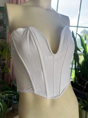 Jluxlabel linen White Strapless V-Wire Corset Top